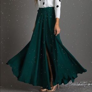 Morning Lavender Rosalie Flowy Green Maxi Skirt